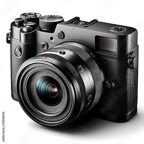 Black camera on a white background