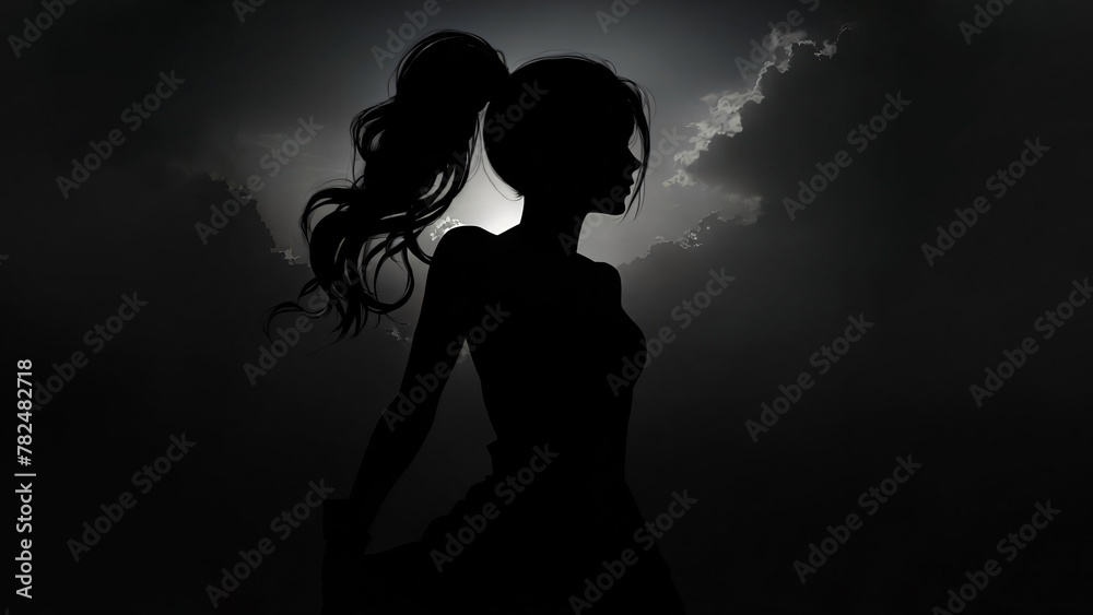 Silhouette of a beautiful woman, motivational Picture 4k