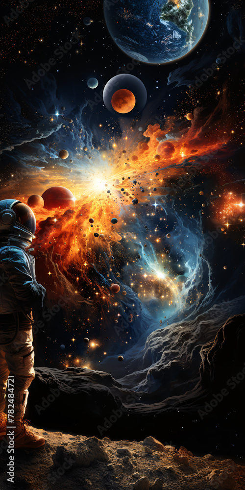 Fototapeta premium vast expanse of space filled with nebulous clouds and bright star clusters