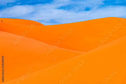 Erg Chebbi sand dunes, Sahara Desert,Morocco: Sand dunes in a sunny day close to Merzouga in sunny day, North Africa