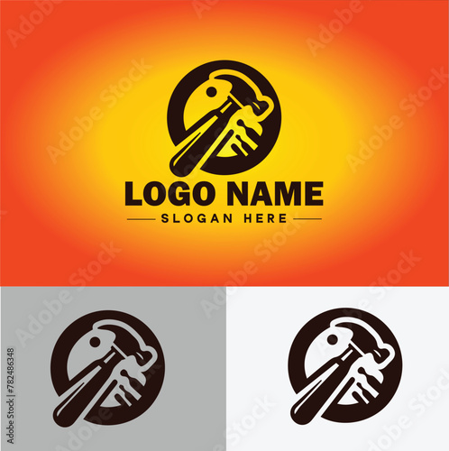 Hammer logo icon house repair tools construction thor icon vector for business app silhouette logo template