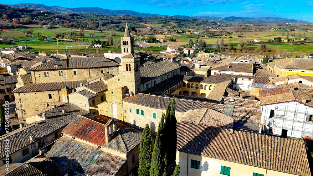 Bevagna, Umbria, Italy. Aerial View.