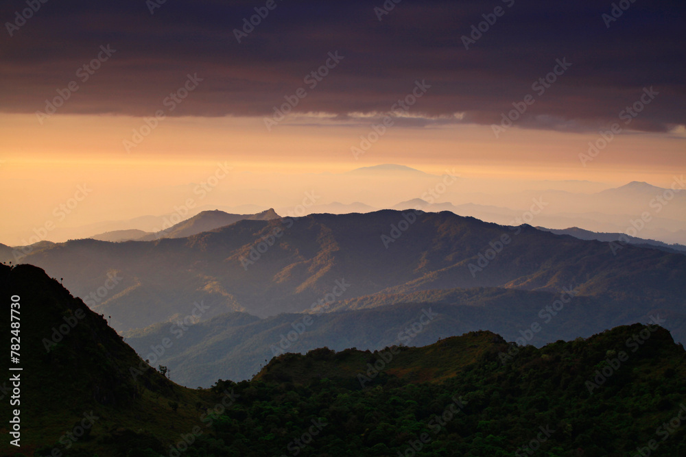 Scenic views of Doi Luang Chiang Dao Mountain in Chiang Dao Wildlife Reserve. Chiang Mai Province, Thailand 