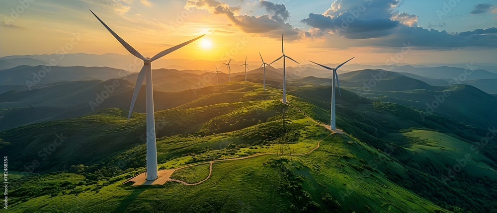 Green Energy Harmony: Sustainability and ESG in Landscapes. Concept Sustainability, ESG, Landscapes, Green Energy Harmony - obrazy, fototapety, plakaty 