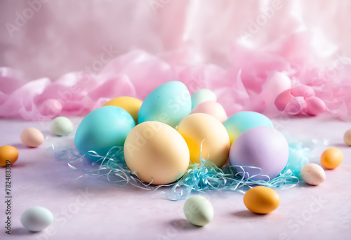 Colorful painted easter eggs