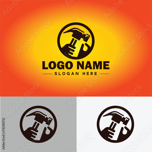 Hammer logo icon house repair tools construction thor icon vector for business app silhouette logo template