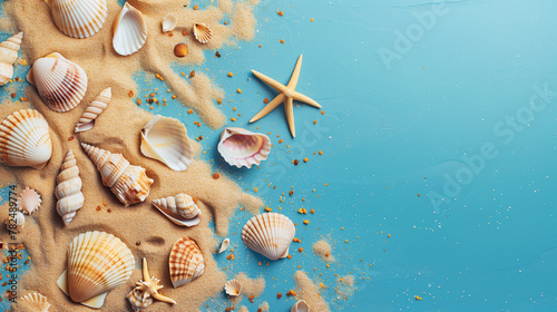 Sea sand and seashells, illustrator isolated on white background © Turan Ahmadov 