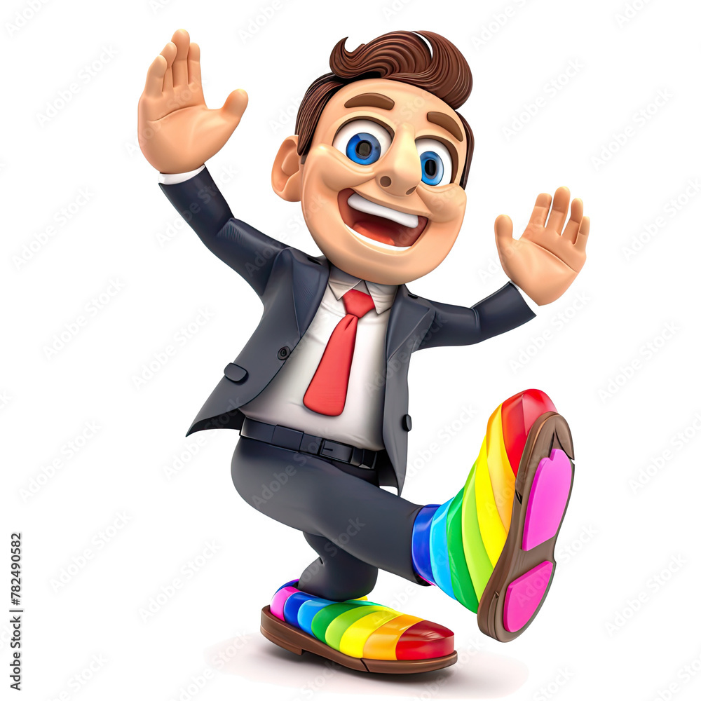A cartoon character dressed in business attire happily skateboarding up close Isolated on transparent A cartoon character dressed in business attire happily skateboarding up close Isolated on transparent