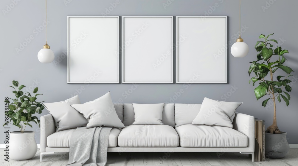 Frame mockup, Modern interior design. 3D render Frame mockup, Modern interior design. 3D render