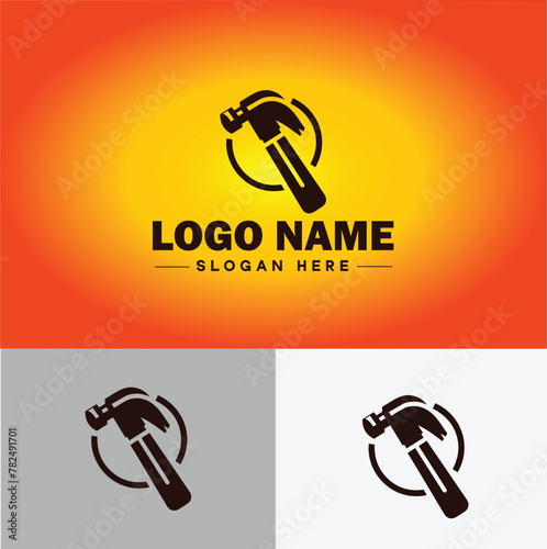 Hammer logo icon house repair tools construction thor icon vector for business app silhouette logo template