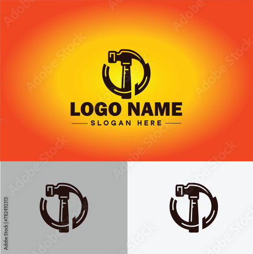 Hammer logo icon house repair tools construction thor icon vector for business app silhouette logo template