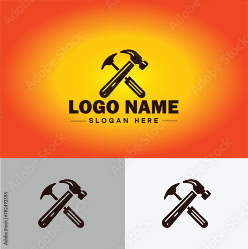 Hammer logo icon house repair tools construction thor icon vector for business app silhouette logo template