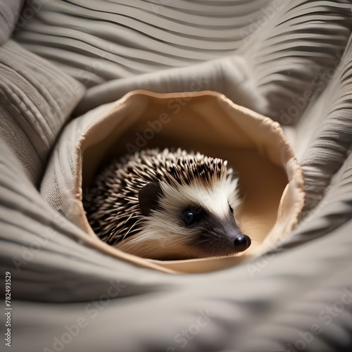 A tiny hedgehog curled up in a ball, with its nose poking out4