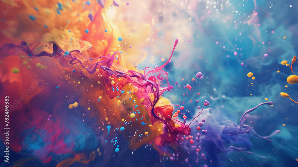 Bold colors splash across the screen, infusing life into the scene. - obrazy, fototapety, plakaty 