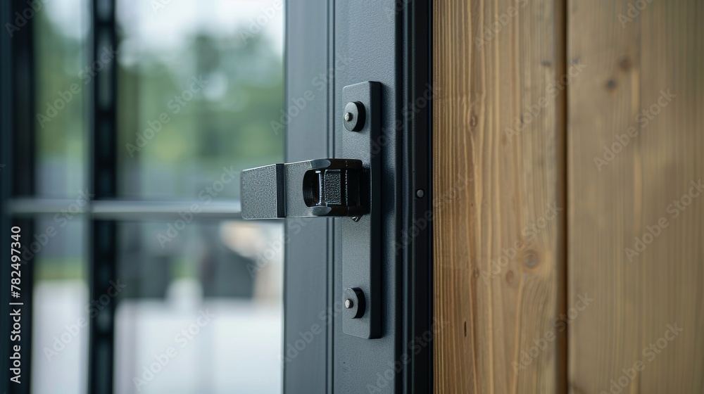 Close-up of an adjustable cam latch on a door, showcasing innovative design ideas for secure and inspired window and door locking solutions Close-up of an adjustable cam latch on a door, showcasing innovative design ideas for secure and inspired window and door locking solutions