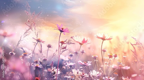 Nature background with wild flowers © Никита Филитов