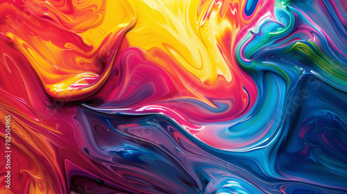Bold strokes of vibrant color swirl gracefully, creating an energetic gradient pattern.