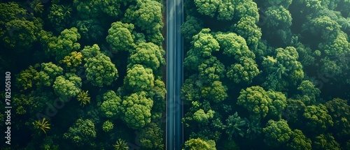 Sustainable Harmony: A Road Through Earth's Green Heart. Concept Environment, Sustainability, Harmony, Green Heart, Earth © Ян Заболотний