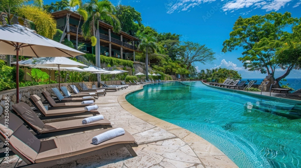 large pool in a luxury hotel on a paradise island in summer in high resolution