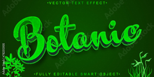 Cartoon Green Botanic Vector Fully Editable Smart Object Text Effect