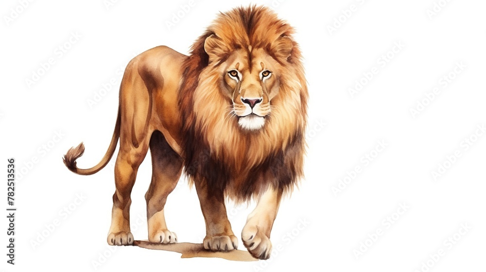 Obraz premium Lion in watercolor hand drawn style isolated on white background