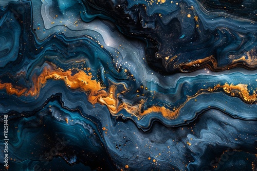 Azure and gold marble pattern resembling a geological phenomenon