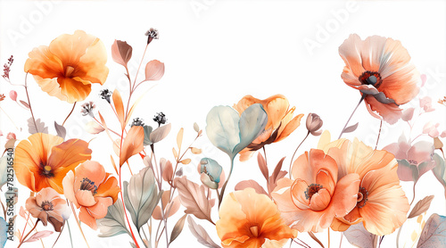 Floral background with red poppy flowers. Spring flowers in the field.