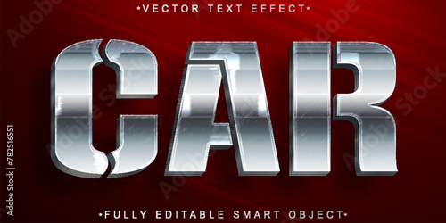 Silver Shiny Car Vector Fully Editable Smart Object Text Effect