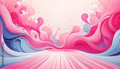 板の道とピンクと青の波 AI画像 ジェネレーティブAI