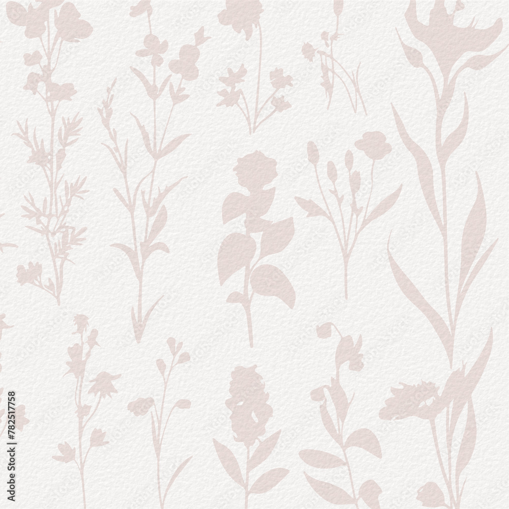 Delicate watercolor meadow flowers, botanical digital paper