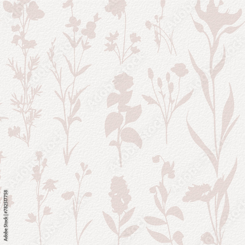 Delicate watercolor meadow flowers  botanical digital paper