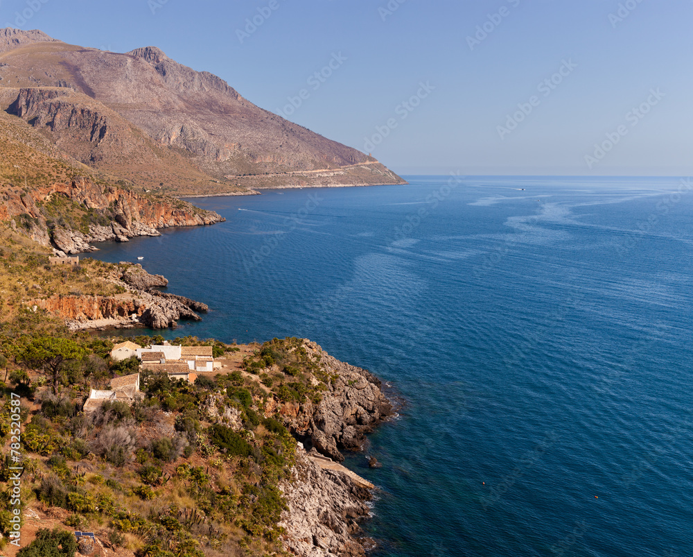 Coastline of the Zingaro Nature Reserve, Scopello, Trapani, Sicily,