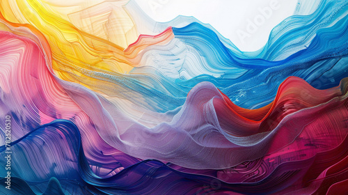 Bold strokes of vibrant hues converge fluidly, creating a captivating gradient wave.
