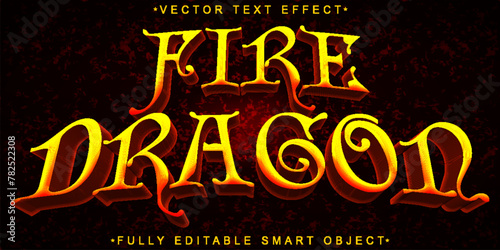 Yellow Fire Dragon Vector Fully Editable Smart Object Text Effect © HUMA