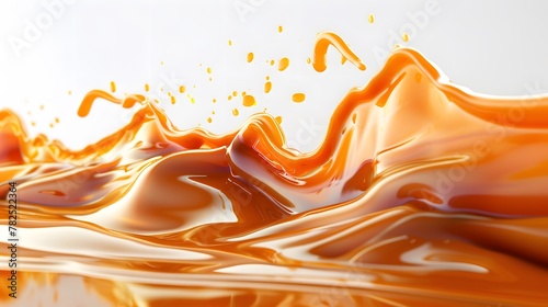 Liquid sweet melted caramel delicious caramel sauce or maple syrup swirl 3D splash Yummy sweet photo