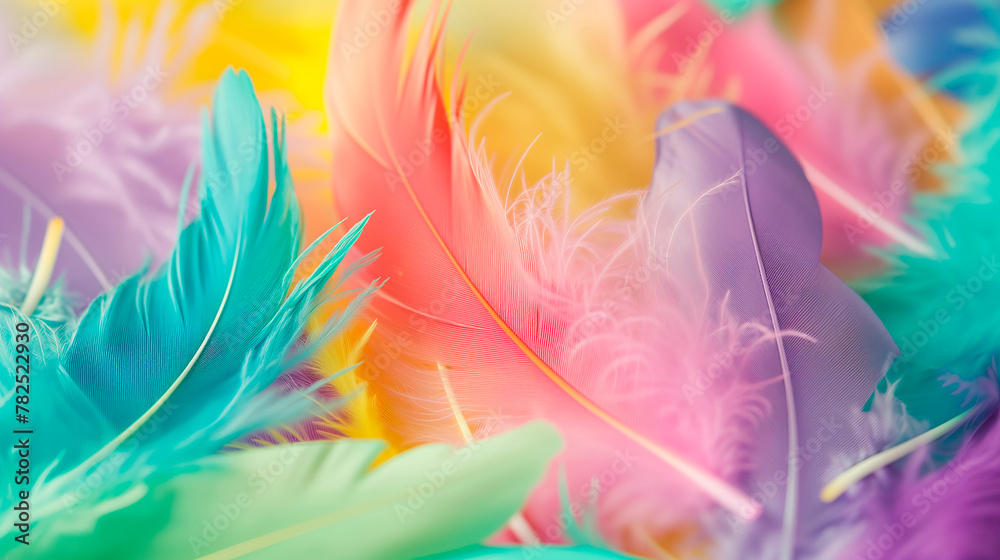 Obraz premium pastel rainbow colour feather, abstract background texture.