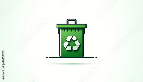 A green recycling bin with the recycle symbol, on a clean background.