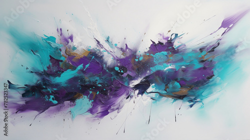 Bold strokes of vibrant purple and turquoise on a clean white canvas, expressing a sense of creativity and imagination.