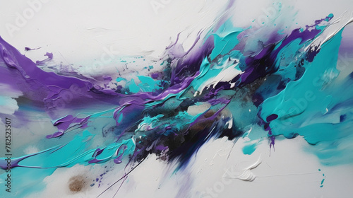 Bold strokes of vibrant purple and turquoise on a clean white canvas, expressing a sense of creativity and imagination.