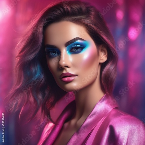 portrait of a woman with blue makeup