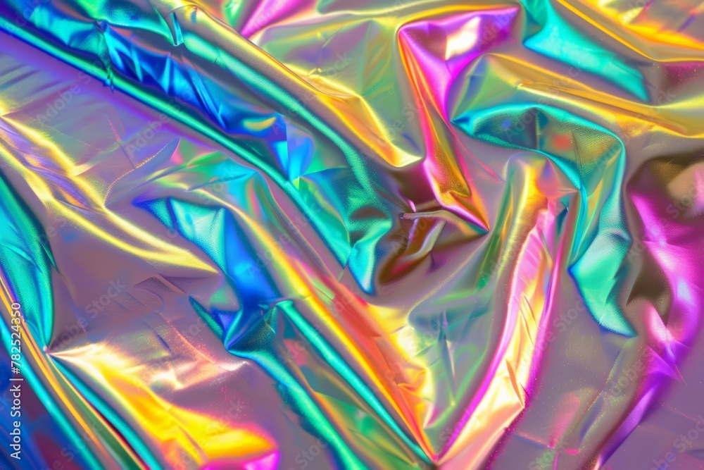 Ethereal folds of holographic material showcase a radiant color spectrum, creating an abstract and dreamy visual effect Ethereal folds of holographic material showcase a radiant color spectrum, creating an abstract and dreamy visual effect