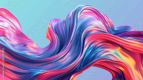 Bold strokes of vivid color blend seamlessly, forming a dynamic gradient wave in a minimalist space.