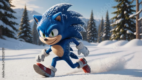 Sonic The Hedgehog running through the snow