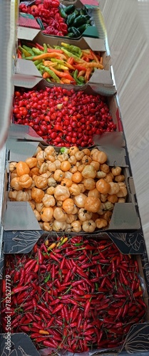 Diversos tipos de pimentas fores como a Pimenta Malagueta e Biquinho. Capsicum  photo