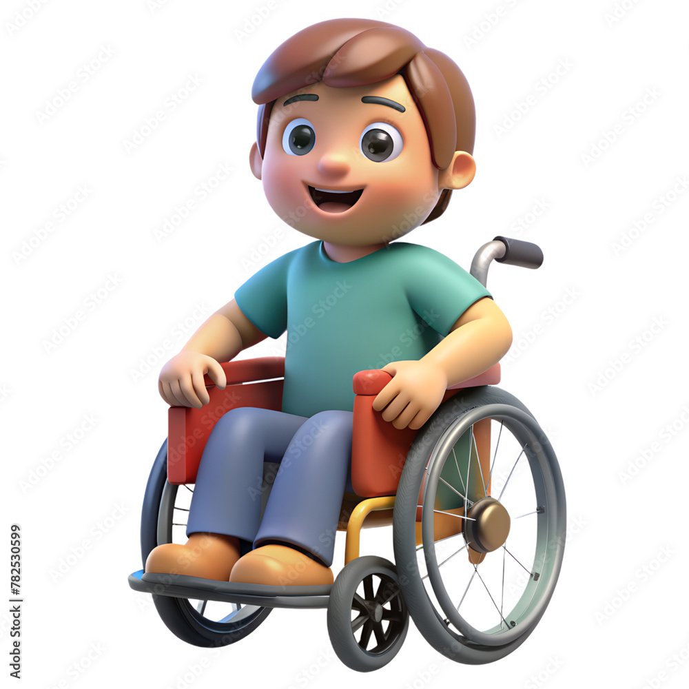 Smiling disabled child in wheelchair on transparent background Smiling disabled child in wheelchair on transparent background