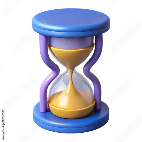 Colorful hourglass with sand on a transparent background