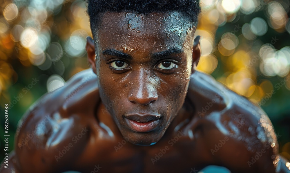 Man training outdoors