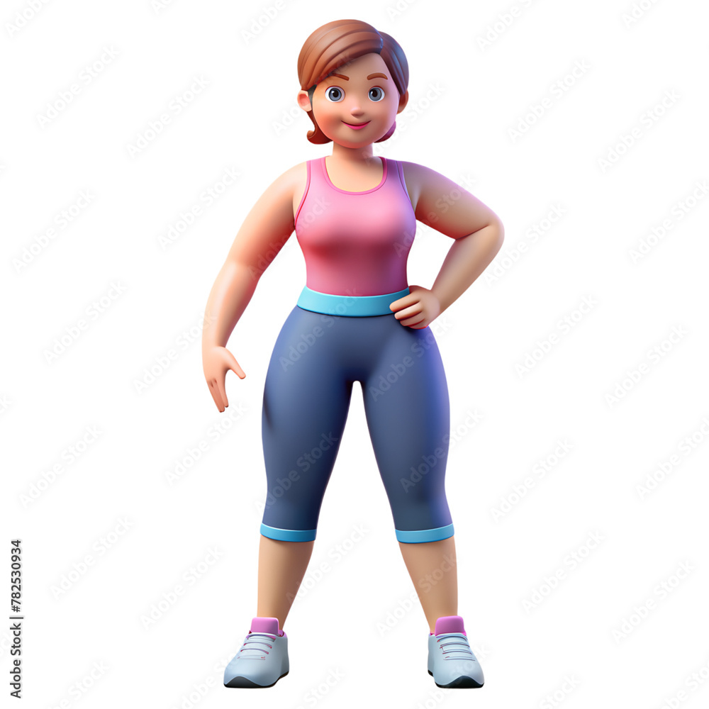 Active sporty woman in fitness attire with transparent background Active sporty woman in fitness attire with transparent background