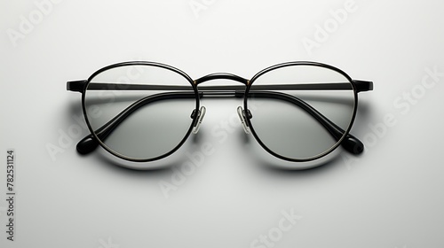 Black metal glasses with round frames on a white background