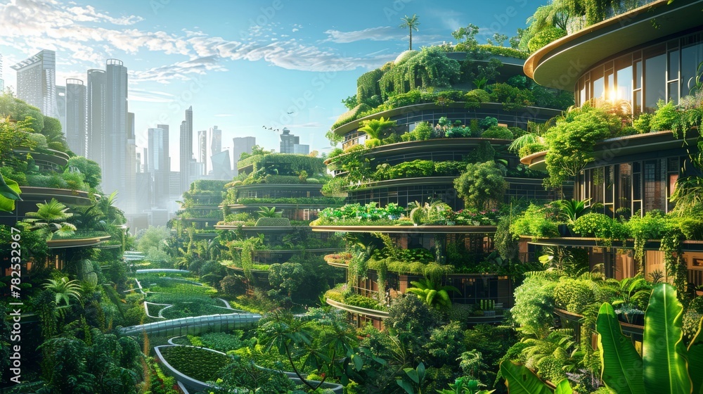 Eco-City Dusk: Future of Urban Green Living